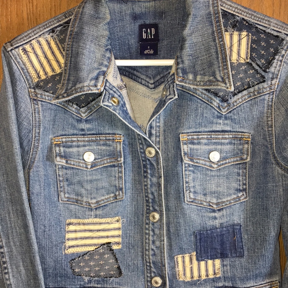 Upcycled patched fringed and frayed denim duster jean jacket - Picture 16 of 16